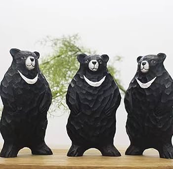 装飾的な黒いクマの置物 Amazon.co.jp: ブリッジコレクション 7インチ 木の切り株で遊ぶ